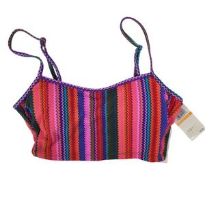 SALT & COVE Multi Zigzag Stripe Cropped Bikini‎ Top Size M